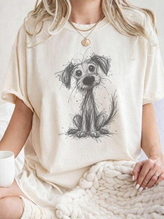 Other - Puppy Doodle Graphic Shirt, Scribble Dog Sketch Tee